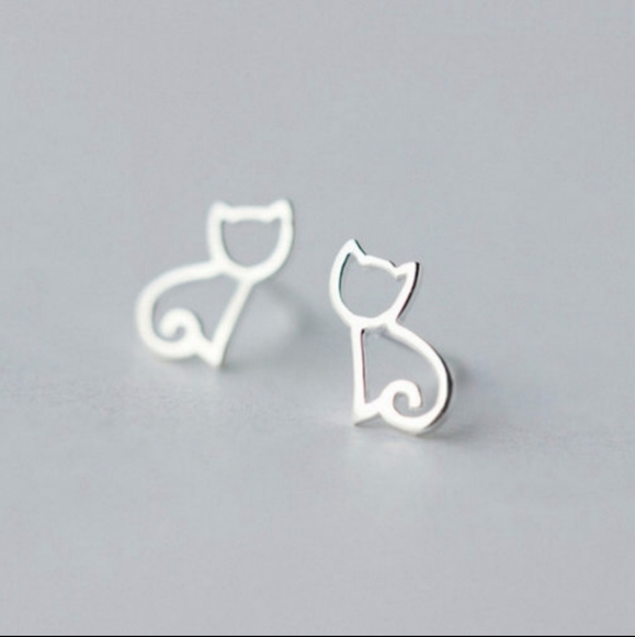 Jewelry - NEW 925 Sterling Silver Cat Stud Earrings
